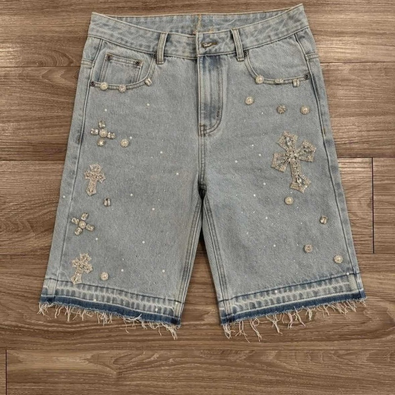 Embroidery Effect - Deeptown Y2k Gothic Kreuz Diamant Stickerei