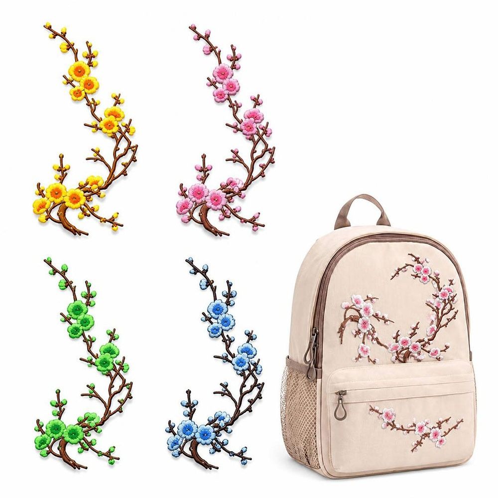 Embroidery Patches - DIY Kirschblüten-Aufnäher zum Aufbügeln und Aufnähen,