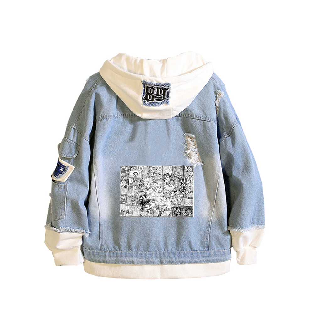 Embroidery Jacket Jeans - The Promised Neverland Anime Jeans Jacken
