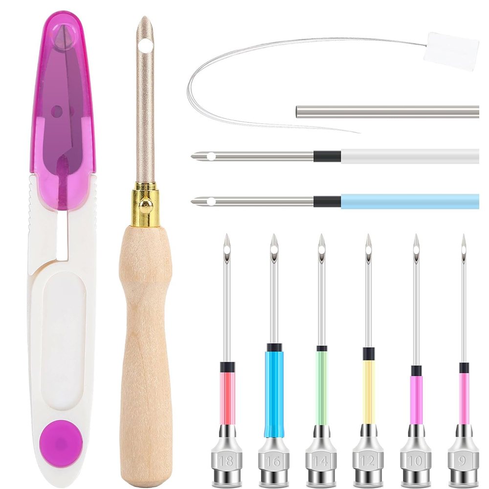 Embroidery Floss - 13-teiliges Stanznadel-Kit Verstellbare Stanznadel-Stick-Kits Holzgriff-Sticks tift