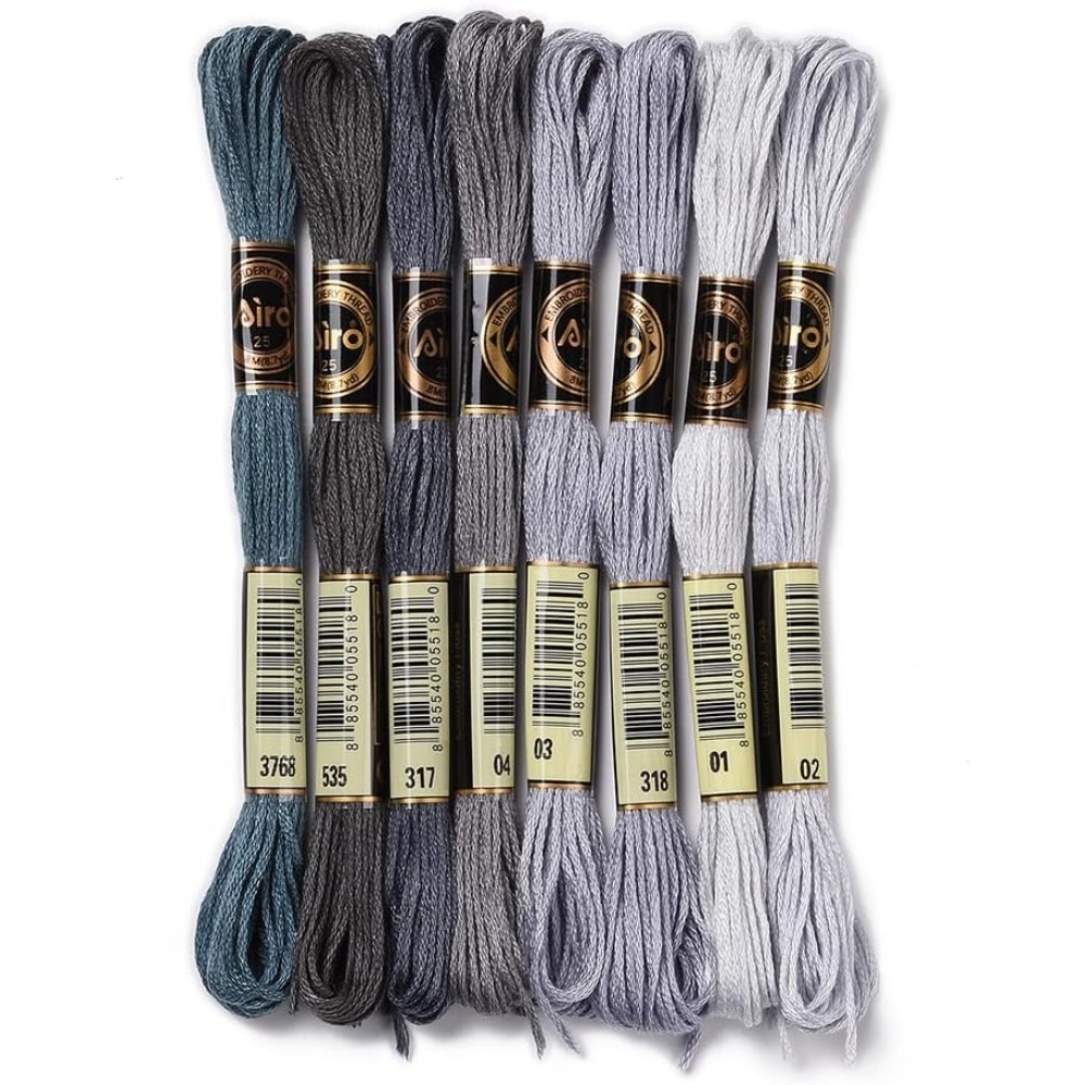 Embroidery Floss - 8 Stränge, 70 Yards, graue Freundschaftsarmbänder,