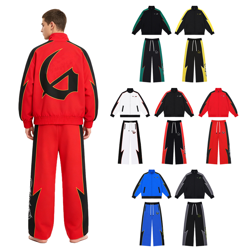 Embroidery In The Piece - Y2k Streetwear Herren-Sets Zweiteiliger Reißverschluss-Sportanzug mit