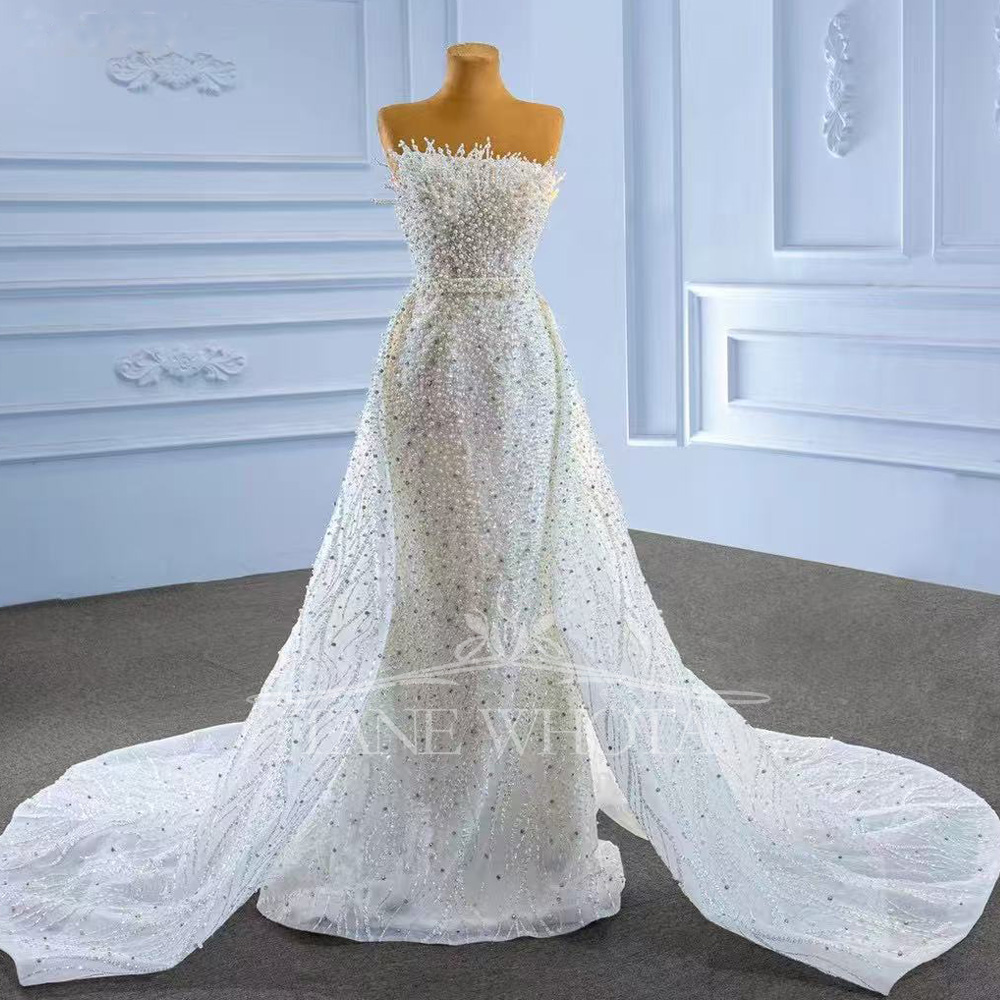 Embroidery Organza - 2026 Hochzeitskleid 2-in-1 Trägerlos Ärmellos Schnürung