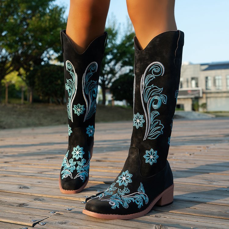 Retro Damen Stiefel Mode Damen – Embroidery Design Bewertung und Preis
