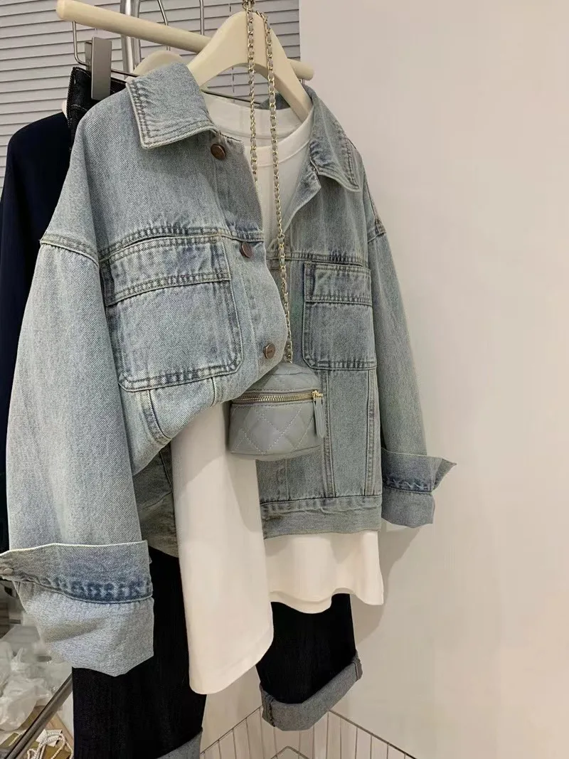 Denim Mantel Frauen Y2k Frühli – Embroidery Jacket Jeans Bewertung und Preis