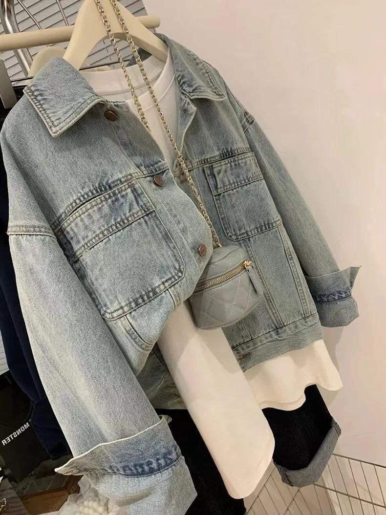 Denim Mantel Frauen Y2k Frühli – Embroidery Jacket Jeans Bewertung und Preis