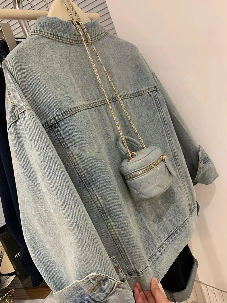 Denim Mantel Frauen Y2k Frühli – Embroidery Jacket Jeans Bewertung und Preis