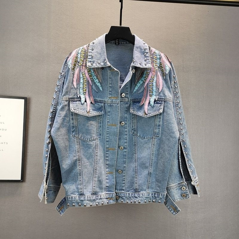 2024 neue Herbst mode Niet Fra – Embroidery Jacket Jeans Bewertung und Preis