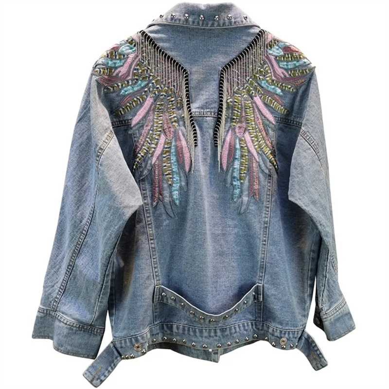 2024 neue Herbst mode Niet Fra – Embroidery Jacket Jeans Bewertung und Preis