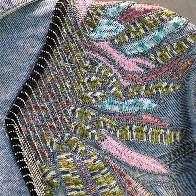 2024 neue Herbst mode Niet Fra – Embroidery Jacket Jeans Bewertung und Preis