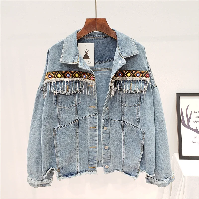 Stickerei Quaste Denim Jacke M – Embroidery Jacket Jeans Bewertung und Preis