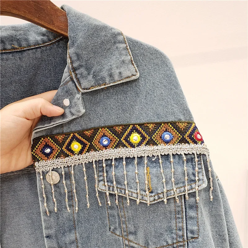 Stickerei Quaste Denim Jacke M – Embroidery Jacket Jeans Bewertung und Preis