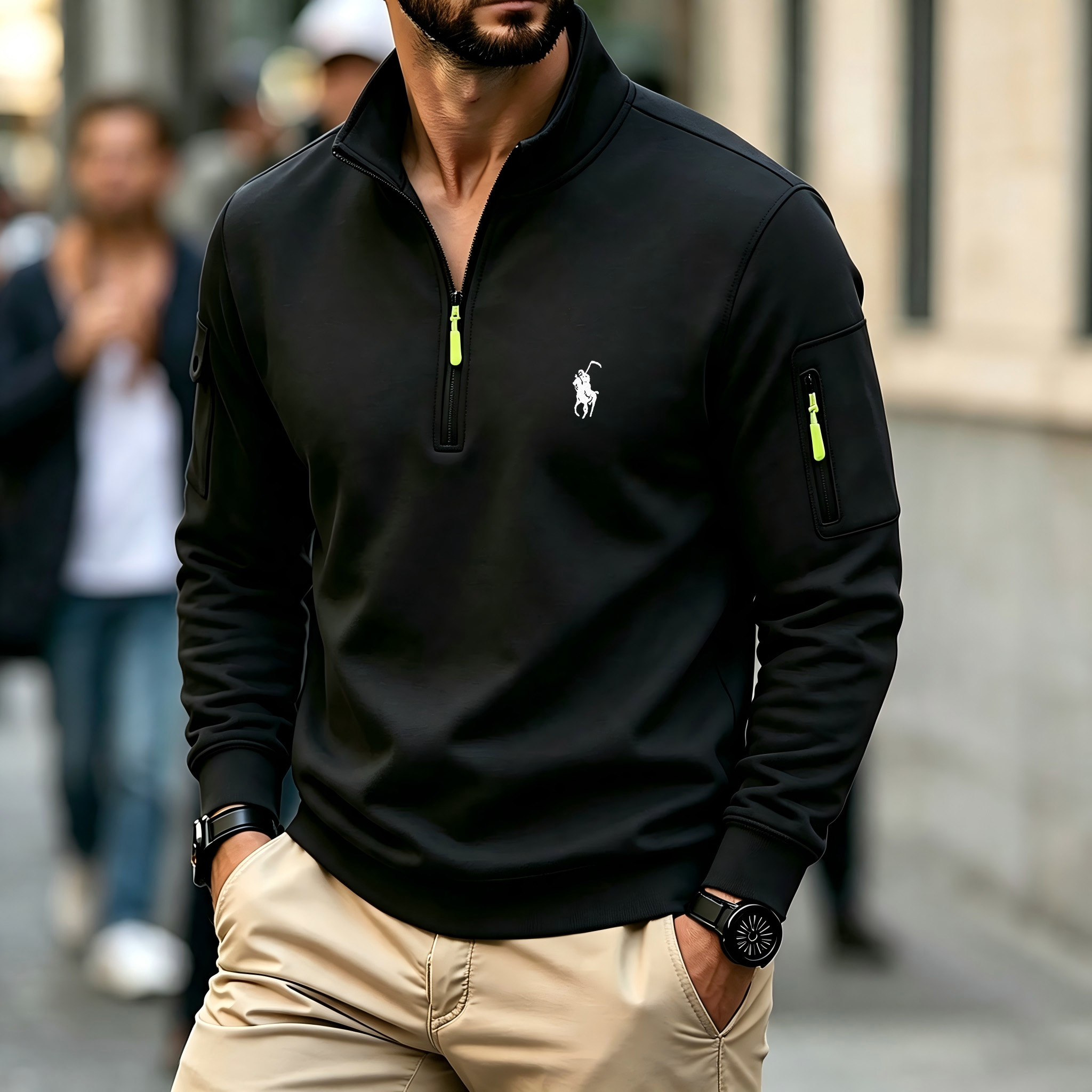 Herren-Pullover mit Kontrastfa – Embroidery Design Bewertung und Preis