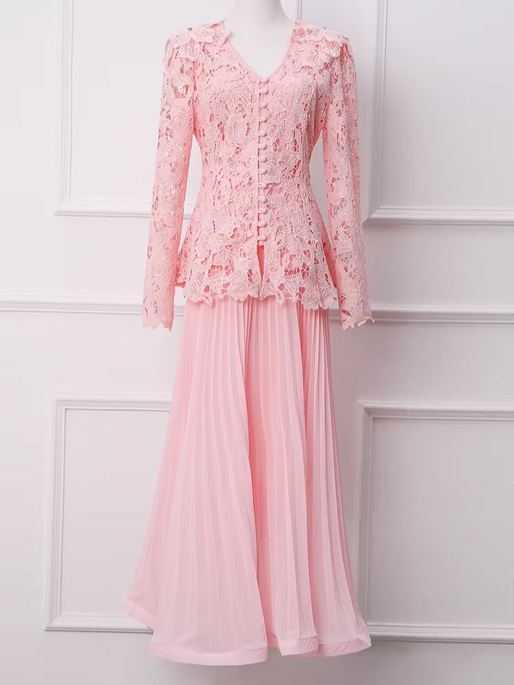 Damen Burgunder Spitzen-2-Teil – Embroidery In The Piece Bewertung und Preis