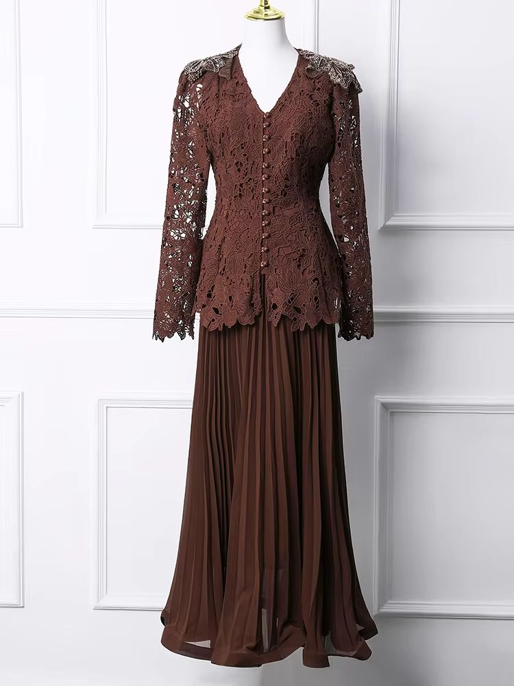 Damen Burgunder Spitzen-2-Teil – Embroidery In The Piece Bewertung und Preis