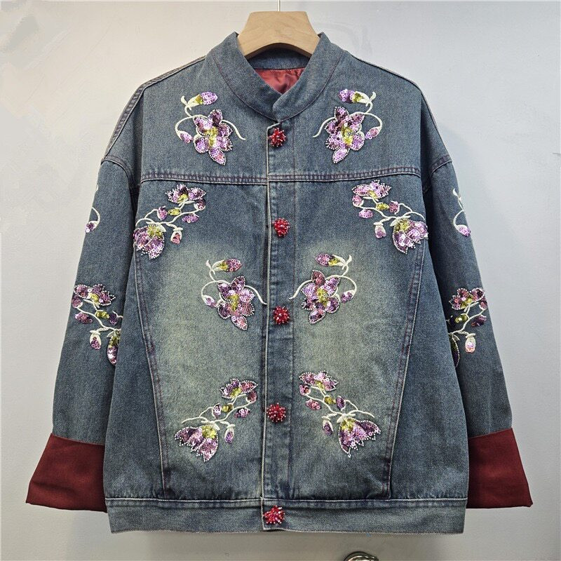 Schwer verzierte Pailletten-Bl – Embroidery Jacket Jeans Bewertung und Preis