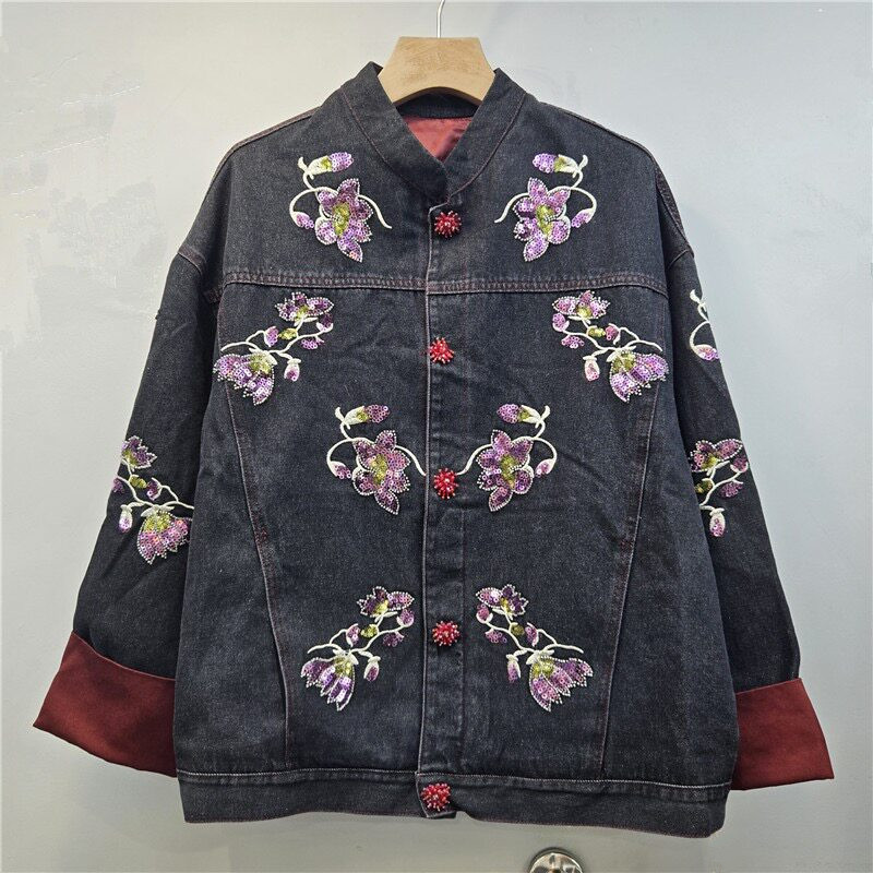 Schwer verzierte Pailletten-Bl – Embroidery Jacket Jeans Bewertung und Preis
