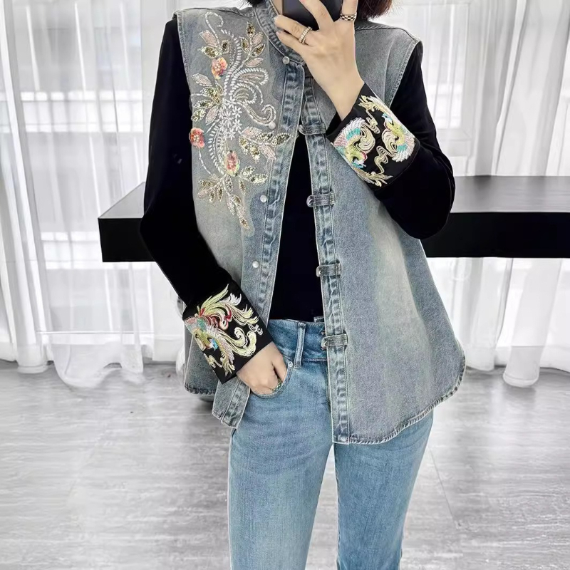 Denim Mäntel Frauen Westen Man – Embroidery Jacket Jeans Bewertung und Preis